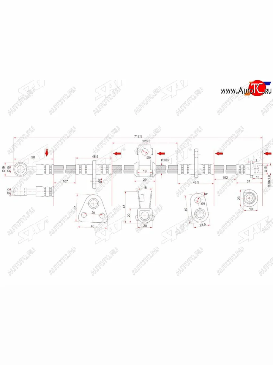 Шланг тормозной перед (Таиланд) RH SAT Honda Accord 4 CB седан рестайлинг (1991-1994)  в Перми Пермском крае