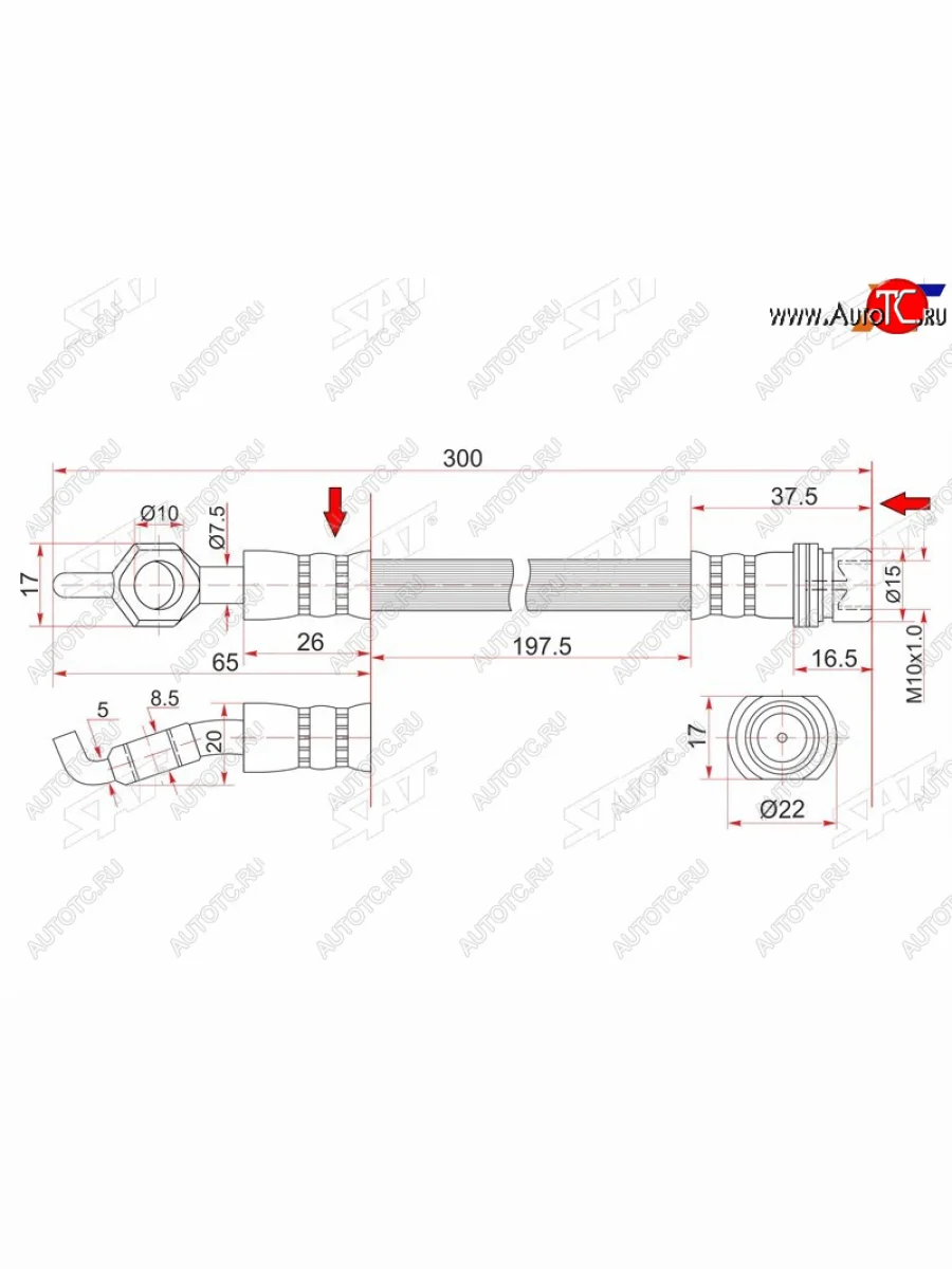 Шланг тормозной задний (Таиланд) LH=RH Toyota Caldina T240 универсал дорестайлинг (2002-2004)  в Воронеже Воронежской области