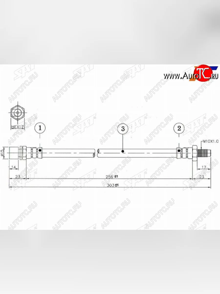 Шланг тормозной задний RH=LH (Таиланд) SAT  Toyota Hiace (1989-2025) H100, Y100, H200, H300  в Перми Пермском крае