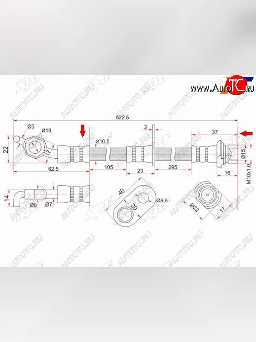 Шланг тормозной задний (Таиланд) RH SAT Toyota Mark 2 X110 седан дорестайлинг (2000-2002)  в Перми Пермском крае