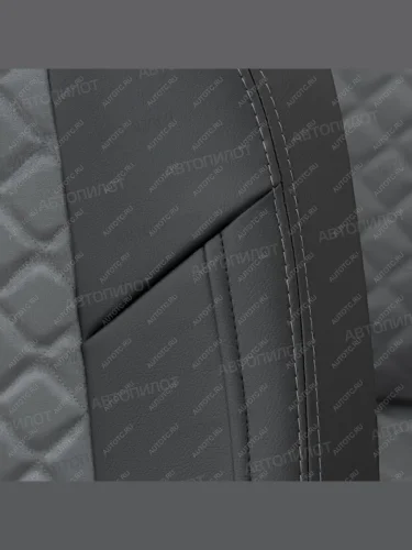 Чехлы на сиденья Алькантара ромб (раздел. 40/60 экокожа) Автопилот (черный/серый) Peugeot 408  дорестайлинг (2010-2017)