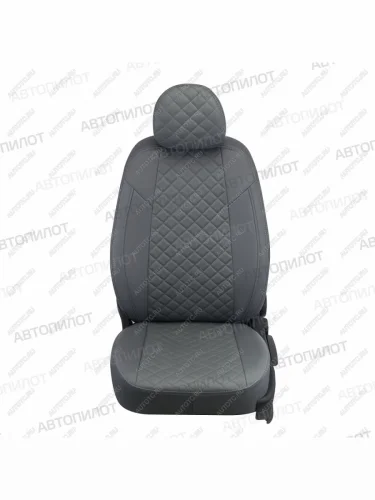 Чехлы на сиденья Ромб (раздел. 40/60 экокожа) Автопилот (серый) Peugeot 408  дорестайлинг (2010-2017)