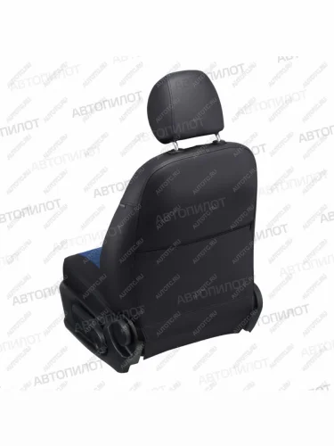  Чехлы на сиденья Ромб (с подушками безоп. раздел. 40/60 экокожа) Автопилот (черный/синий) Renault Logan  2 - Sandero  2