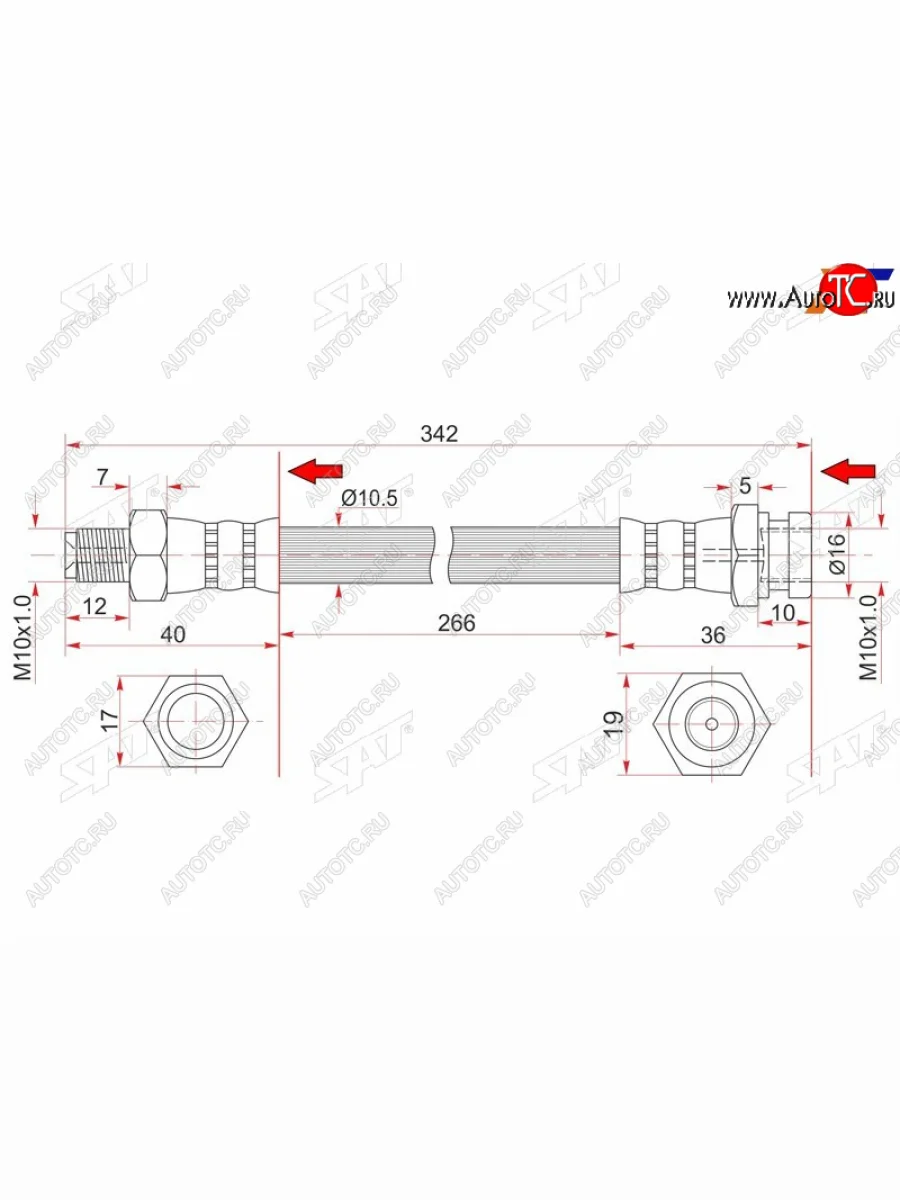 Шланг тормозной передний (Таиланд) RH SAT Mitsubishi Fuso Canter (2000-2007)  в Керчи Республика Крым