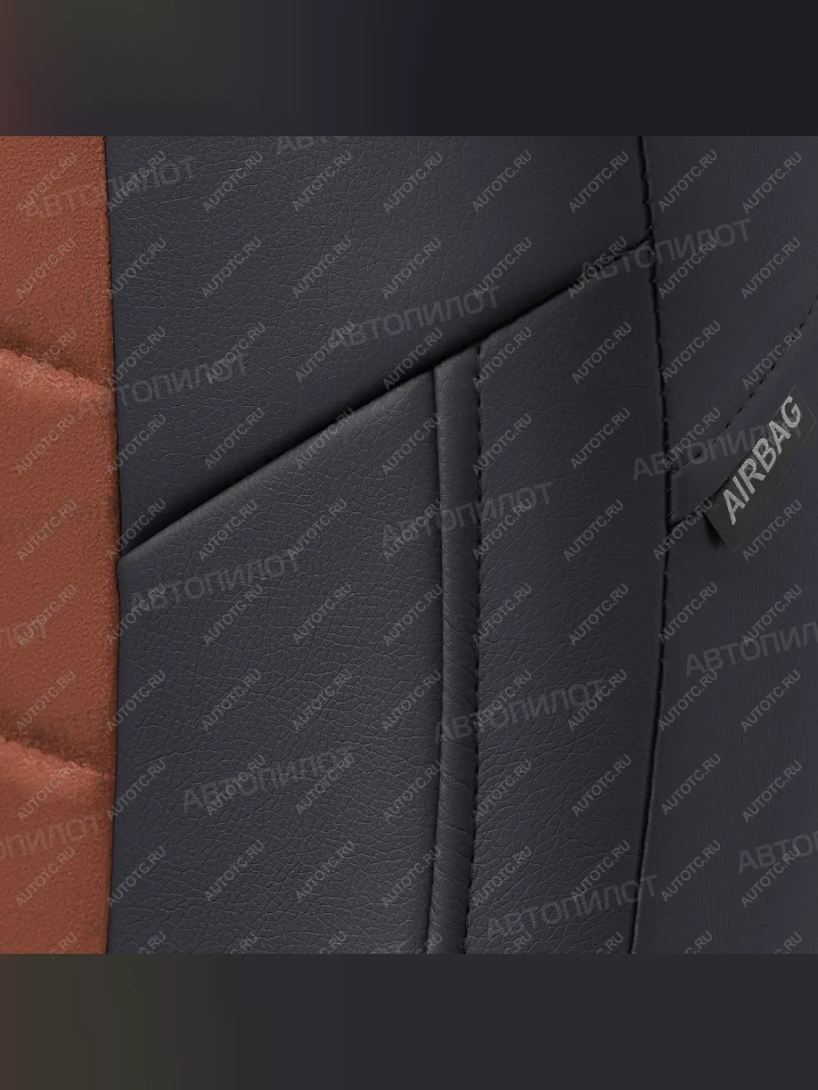 Чехлы на сиденья Алькантара (без подушек безоп. раздел. 40/60 экокожа) Автопилот Renault Logan 2 дорестайлинг (2014-2018) (черный/коричневый)  в Керчи Республика Крым