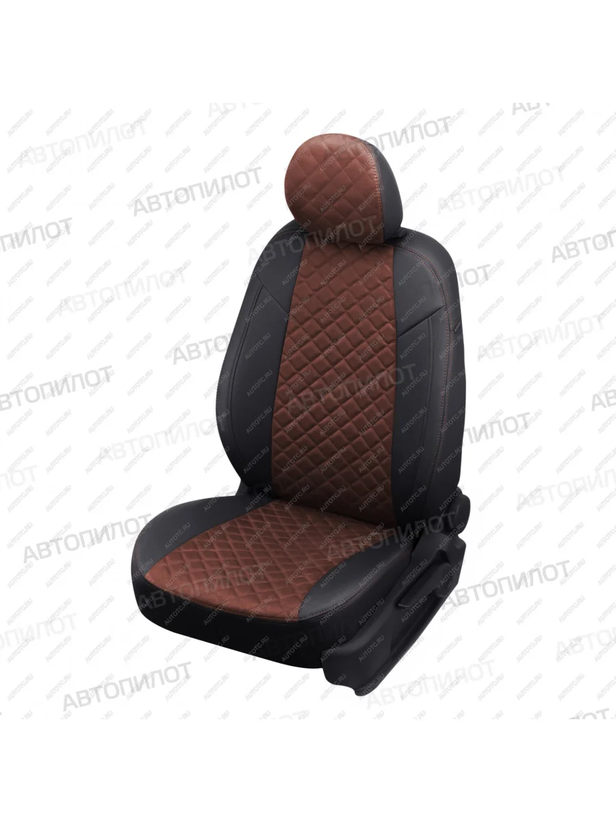 Чехлы на сиденья Алькантара ромб (раздел. 40/60+ вырез под задний подлокот. экокожа) Автопилот Nissan Qashqai 2 J11 рестайлинг (2017-2022) (черный/шоколад)  в Перми Пермском крае
