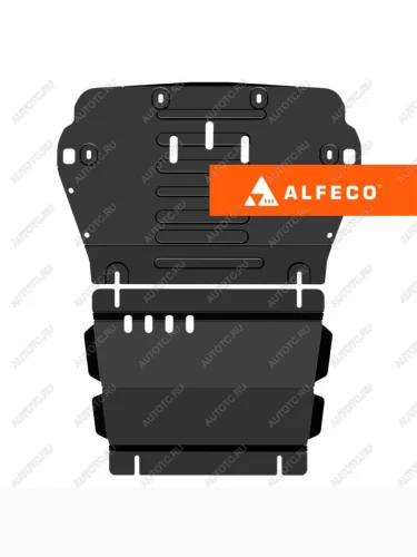 Защита картера и редуктора переднего моста (2 части) (V-2,0 4WD) ALFECO (алюминий 4 мм) JAC T9 Pickup Double Cab (2021-2025)