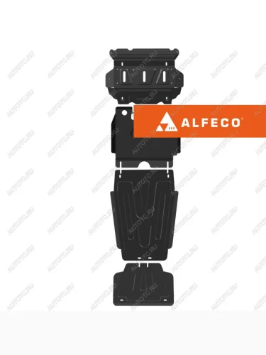 Защита картера, редуктора, КПП и РК (4 части) (V-all) ALFECO (сталь 2 мм) Toyota Land Cruiser J300 дорестайлинг (2021-2025)