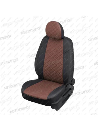 Чехлы на сиденья Ромб (к. Comfort Luxe экокожа) Автопилот (черный/темно-коричневый) Уаз Патриот 3163 5 дв. 2-ой рестайлинг (2017-2025)