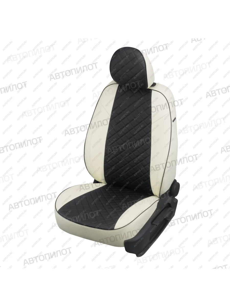 Чехлы на сиденья Ромб (к. Comfort Luxe экокожа) Автопилот Уаз Патриот 3163 5 дв. 2-ой рестайлинг (2017-2025) (белый/черный)  в Перми Пермском крае