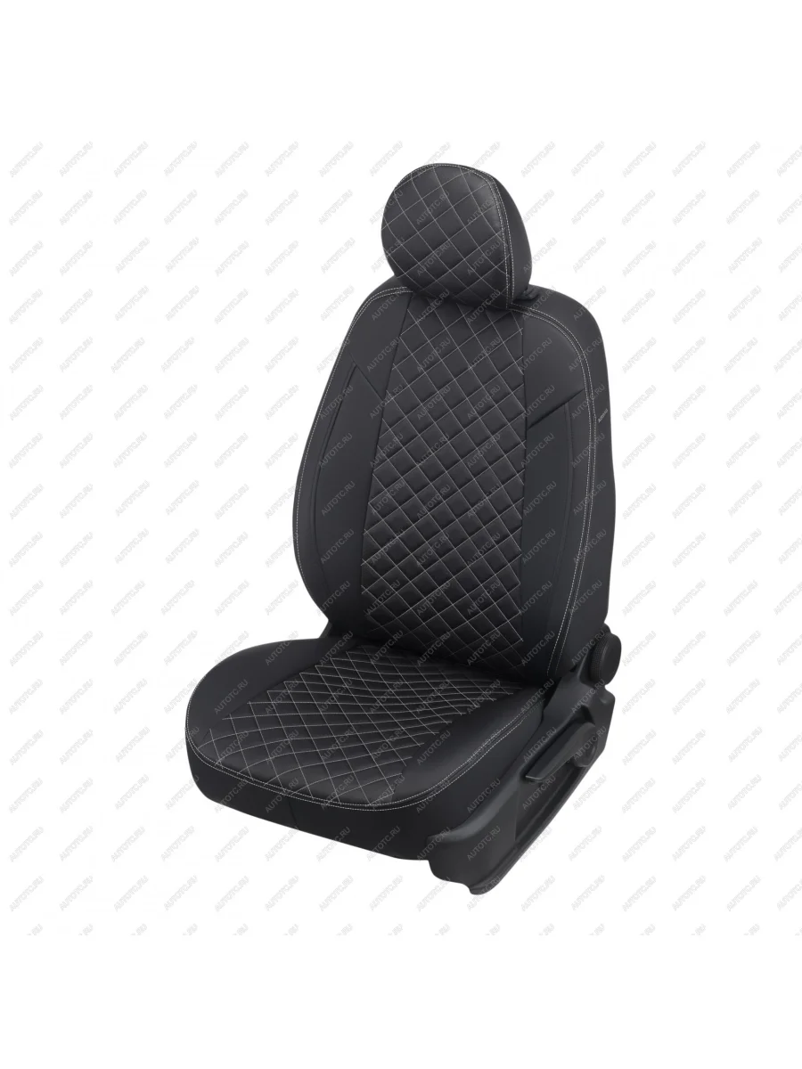 Чехлы на сиденья Ромб (к. Comfort Luxe экокожа) Автопилот Уаз Патриот 3163 5 дв. 2-ой рестайлинг (2017-2025) (черный/строчка белая)  в Самаре Самарской области