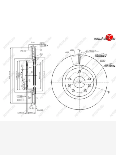 Диск тормозной передний Ø348 SAT Chery Tiggo 3 (2014-2020)