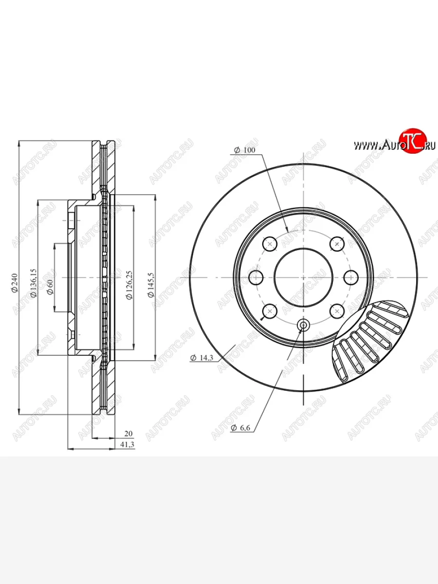 Диск тормозной передний Ø240 HOSU Chevrolet Cobalt седан дорестайлинг (2011-2016)  с доставкой в г. Керчь