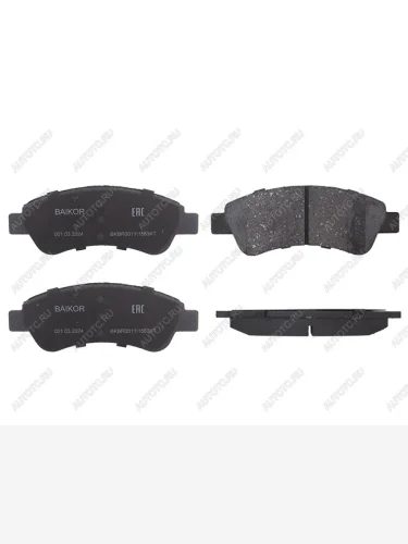 Колодки тормозные передние BAIKOR Peugeot Partner  B9 (2008-2022) дорестайлинг, 1-ый рестайлинг, 2-ой рестайлинг