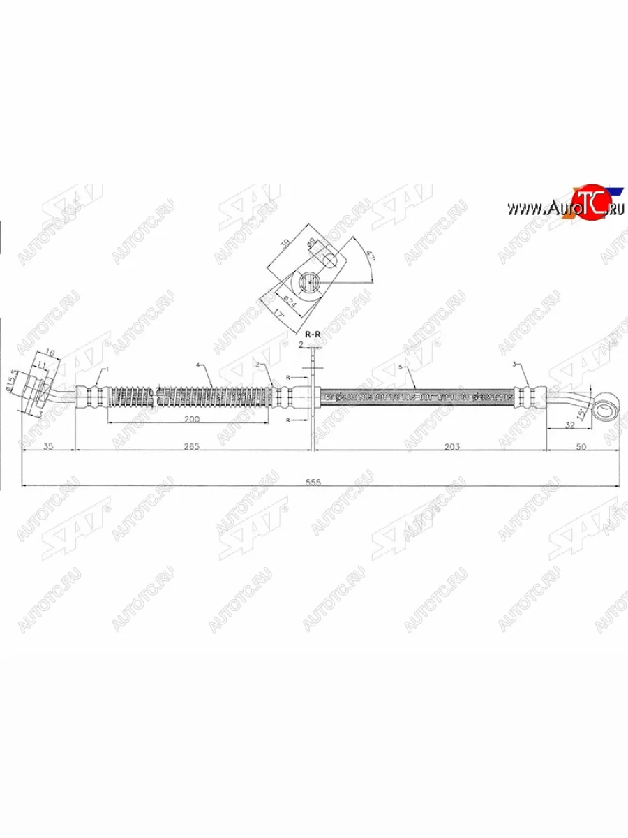 Шланг тормозной передний LH SAT KIA Rio 2 JB дорестайлинг, хэтчбэк 5 дв. (2005-2009)  с доставкой в г. Керчь