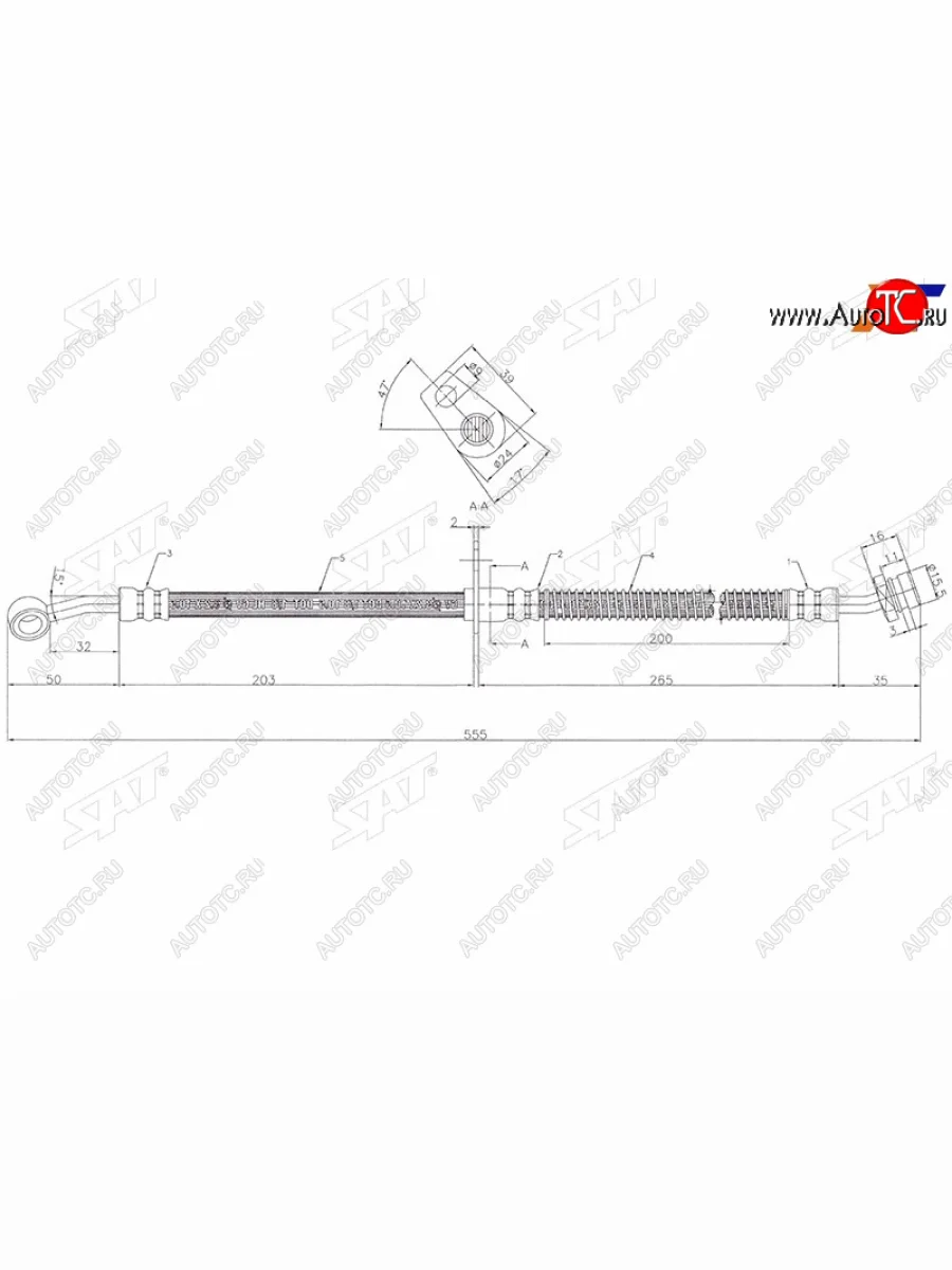 Шланг тормозной передний RH SAT KIA Rio 2 JB дорестайлинг седан (2005-2009)  в Керчи Республика Крым