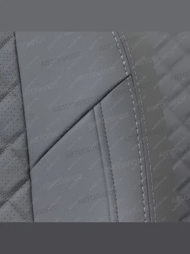  Чехлы на сиденья Ромб (к.Comfort Line раздел. 40/60 + вырез под подлокот. экокожа) Автопилот (серый) Volkswagen Passat ( B8,  B8.5) (2015-2025) седан дорестайлинг, седан рестайлинг