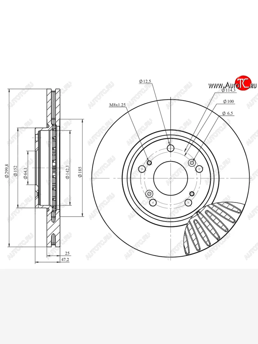 Диск тормозной передний Ø 299.8HOSU Honda CR-V RD4,RD5,RD6,RD7,RD9  рестайлинг (2004-2006)  с доставкой в г. Керчь