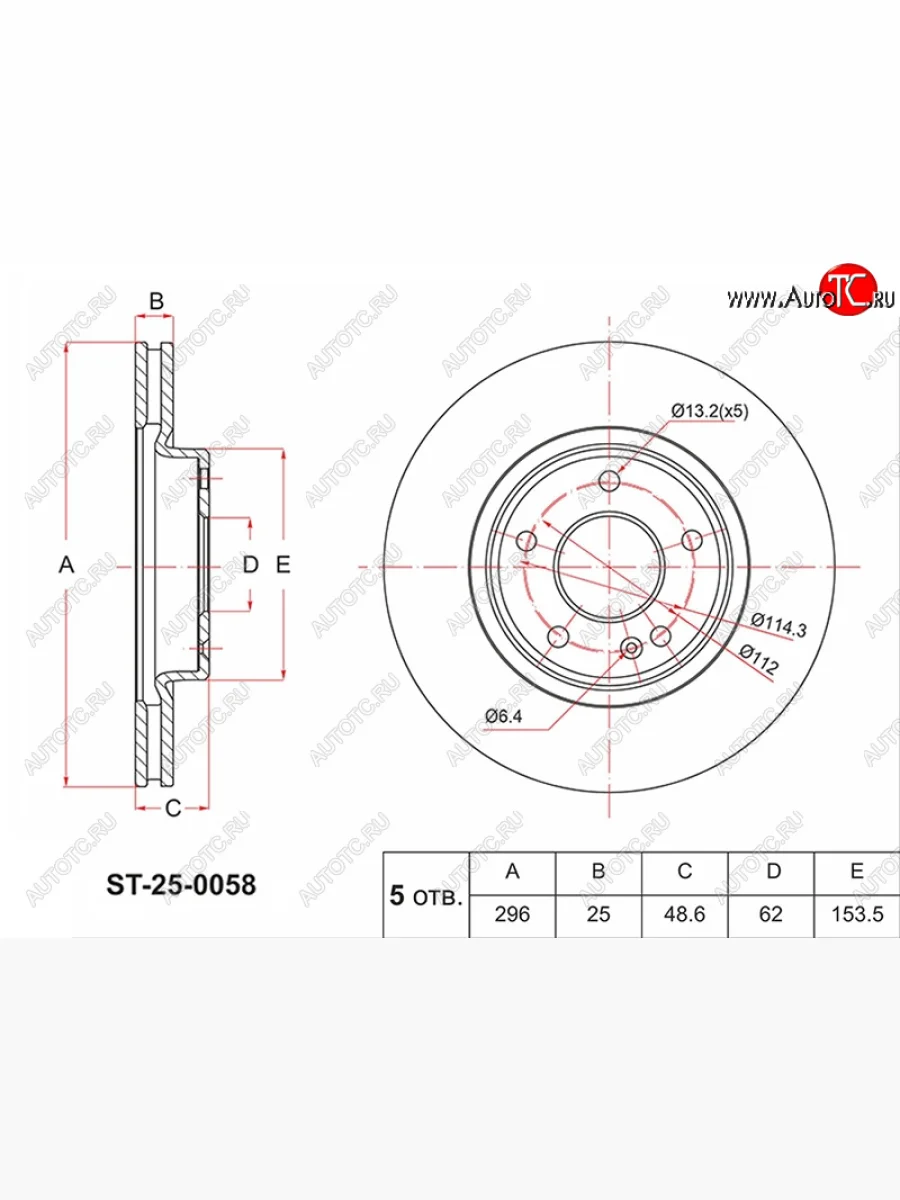 Диск тормозной передний Ø296 SAT Geely Coolray SX11 рестайлинг (2023-2025)  с доставкой в г. Керчь