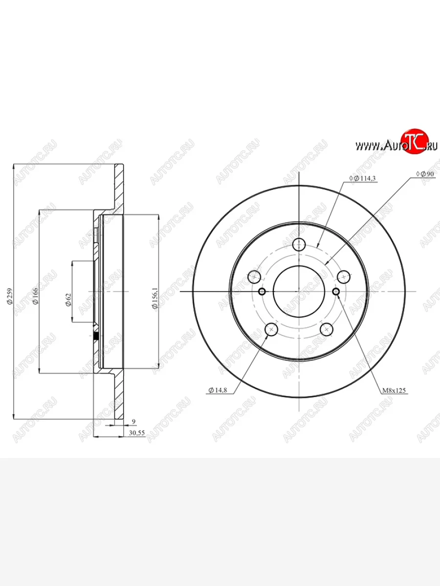 Диск тормозной задний HOSU Toyota Corolla E150 седан рестайлинг (2009-2013)  в Перми Пермском крае