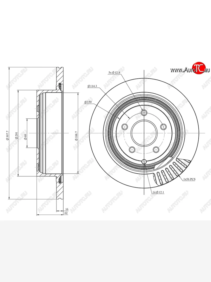 Диск тормозной передний Ø308mm SAT INFINITI EX35 J50 (2007-2013)  в Керчи Республика Крым