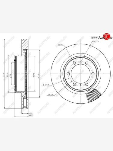 Диск тормозной передний Ø337mm HOSU Lexus GX460 J150 1-ый рестайлинг (2013-2019)