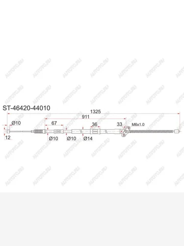Трос ручника RH SAT Toyota Ipsum ACM20 дорестайлинг (2001-2003)