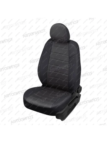 Чехлы на сиденья Алькантара (к. Sport Line Comfort Line раздел. 40/60 + вырез под подлокот.+ надкрыльн. экокожа) Автопилот (черный/темно-серый) Volkswagen Passat B6 седан (2005-2011)