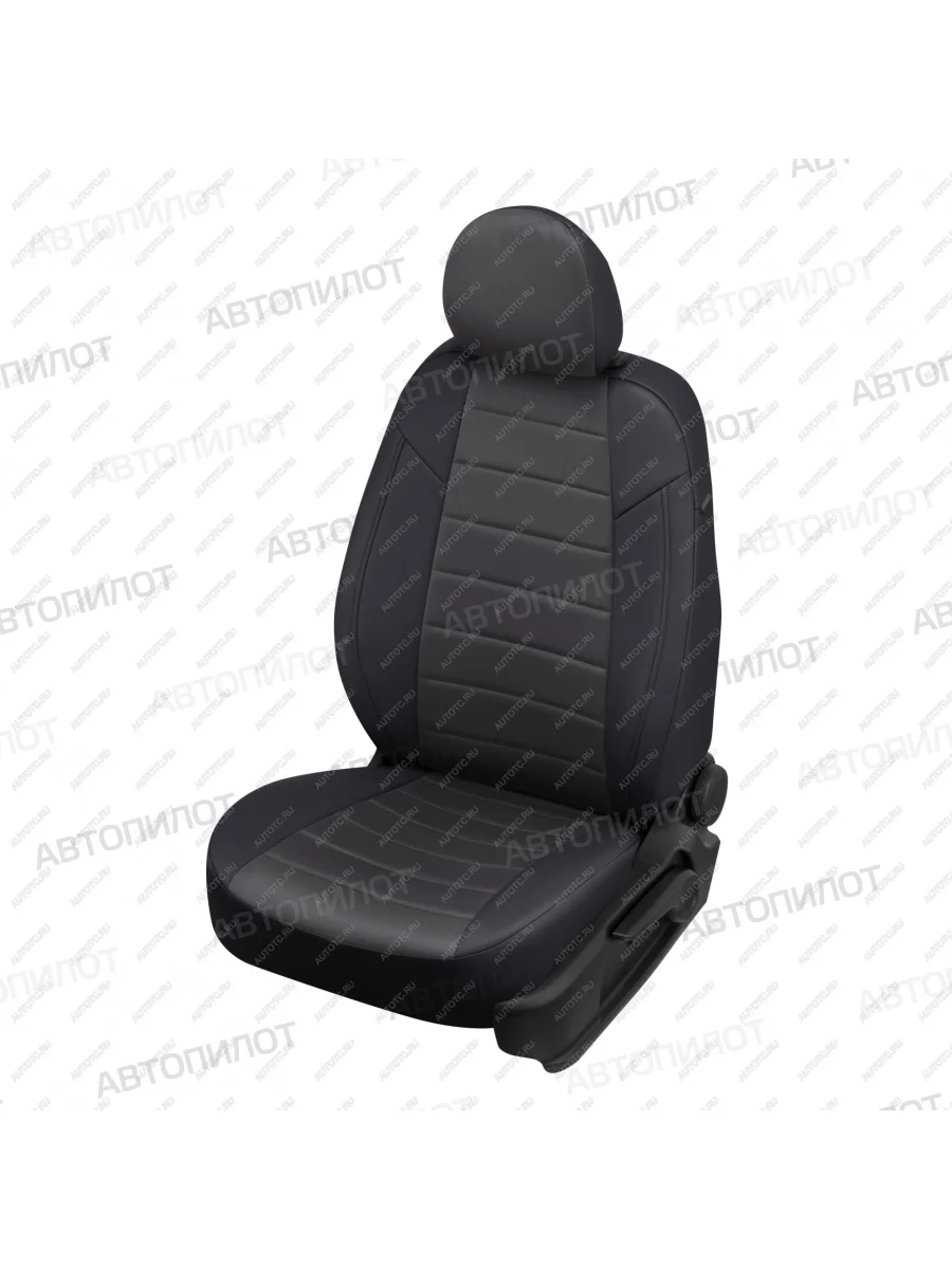 Чехлы на сиденья Алькантара (к. Sport Line Comfort Line раздел. 40/60 + вырез под подлокот.+ надкрыльн. экокожа) Автопилот Volkswagen Passat B6 седан (2005-2011) (черный/темно-серый)  в Самаре Самарской области