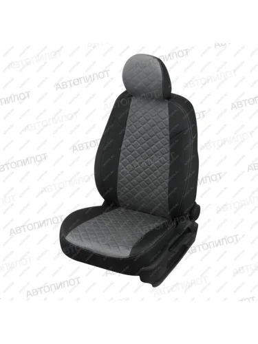 Чехлы на сиденья Алькантара ромб (к. Sport Line Comfort Line раздел. 40/60 + вырез под подлокот.+ надкрыльн. экокожа) Автопилот (черный/серый) Volkswagen Passat B6 седан (2005-2011)