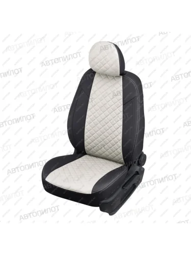 Чехлы на сиденья Ромб (к. Sport Line Comfort Line раздел. 40/60 + вырез под подлокот.+ надкрыльн. экокожа) Автопилот (черный/белый) Volkswagen Passat B6 седан (2005-2011)