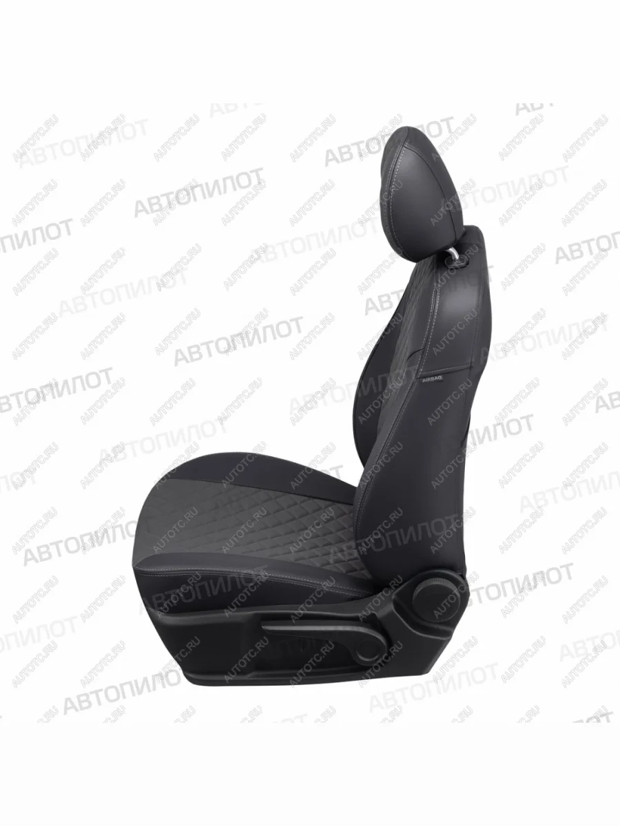 Чехлы на сиденья Ромб (3 места экокожа) Автопилот Volkswagen Caravelle T5 дорестайлинг (2002-2009) (черный/темно-серый)  в Керчи Республика Крым