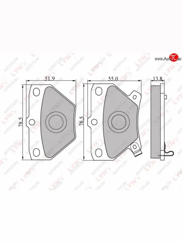 Колодки тормозные задние(4шт.) LYNX Toyota Corolla E150 седан рестайлинг (2009-2013)