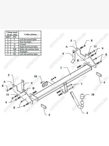Фаркоп (подходит для 2 WD (маленькое колесо)) Auto-Hak (стальной, шар A (F20)) Toyota Hilux AN10,AN20 дорестайлинг (2004-2008)