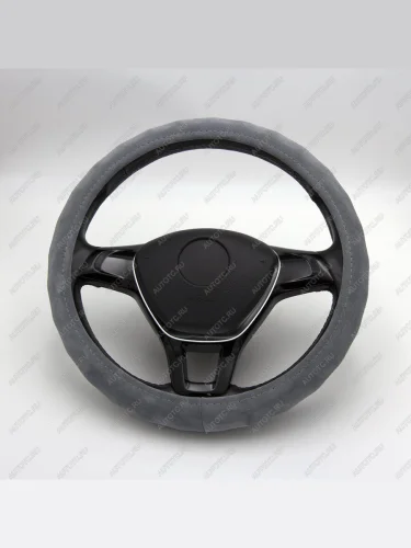 Оплётка на руль (37-39см BLW-55 замша премиум) Автопилот (серый) 