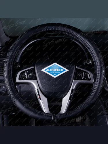 Оплётка на руль (37-39см BLW-001 кож/зам ) Автопилот Opel Astra H универсал рестайлинг (2007-2015) (черный)