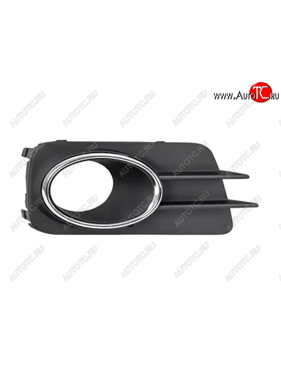 Правая решетка переднего бампера (с отверстием под ПТФ, пр-во Китай) BODYPARTS Volkswagen Tiguan NF рестайлинг (2011-2017) (рамка хром)  в Самаре Самарской области