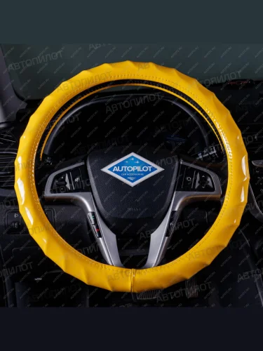 Оплётка на руль (37-39см BLW-012 кож/зам) Автопилот (желтый) KIA Seltos SP2 рестайлинг (2022-2025)
