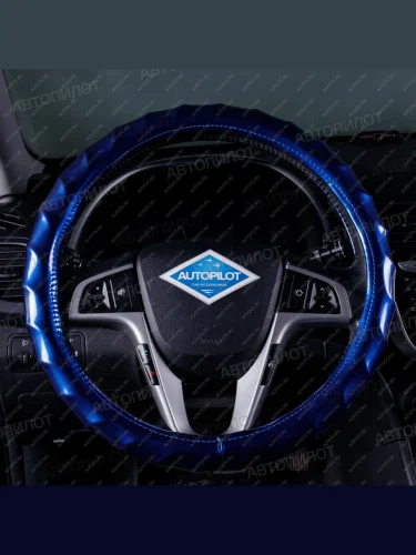 Оплётка на руль (37-39см BLW-012 кож/зам) Автопилот (синий) KIA Seltos SP2 рестайлинг (2022-2025)