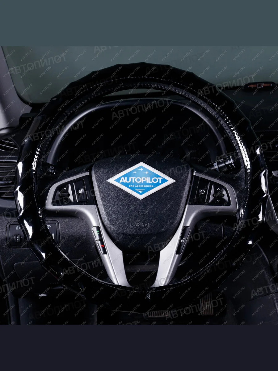 Оплётка на руль (37-39см BLW-012 кож/зам) Автопилот KIA Seltos SP2 рестайлинг (2022-2025) (черный)  в Керчи Республика Крым