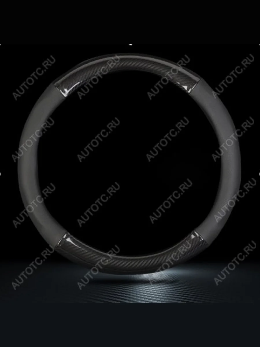 Оплётка на руль (37-39см BLW-015 кож/зам+карбон) Автопилот Opel Rekord E (1977-1986) (черный)