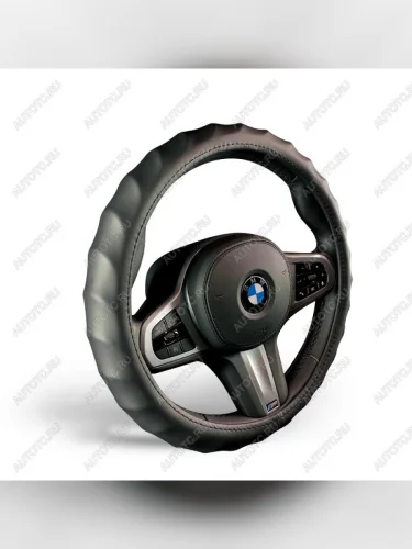 Оплётка на руль (37-39см GL2010 натурал.кожа) Автопилот (черный) 