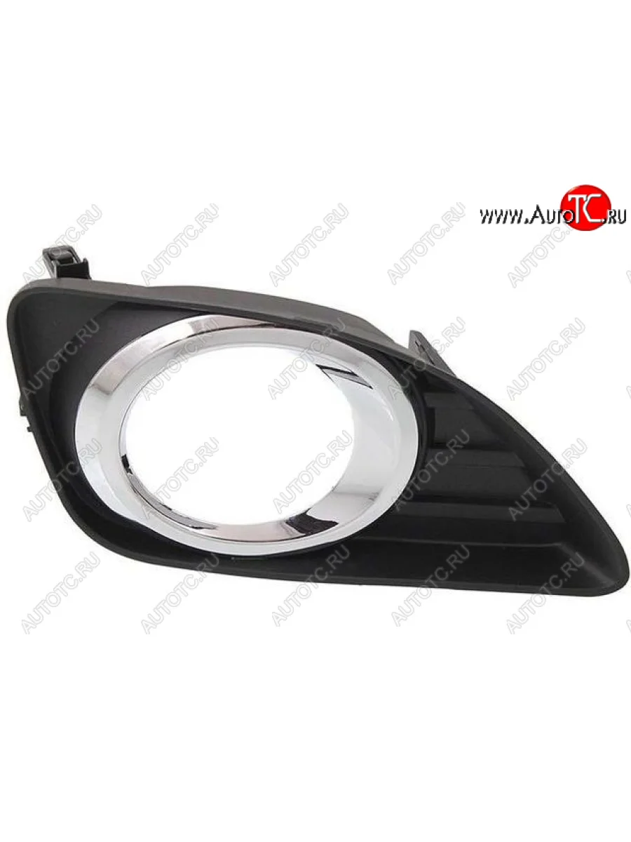 Правая решетка переднего бампера (с отверстием под ПТФ, пр-во Тайвань) API Toyota Camry XV40 рестайлинг (2009-2011) (вставка хром)  с доставкой в г. Керчь