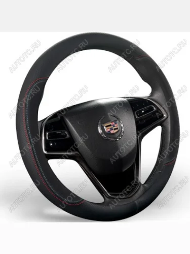 Оплётка на руль (37-39см GP 2102 кож/зам) Автопилот (черный/строчка красно-синяя) 