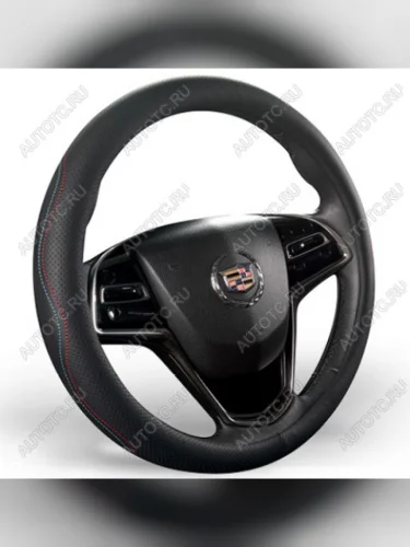 Оплётка на руль (37-39см GP 2107 кож/зам) Автопилот (черный/строчка красно-синяя) 