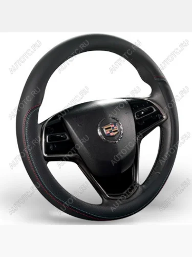 Оплётка на руль (37-39см GP 2111 кож/зам) Автопилот (черный/строчка красно-синяя) 