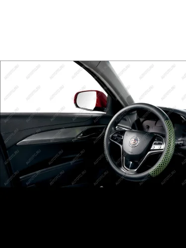 Оплётка на руль (37-39см GP 2201 кож/зам) Автопилот Opel Astra H универсал рестайлинг (2007-2015) (черный/зеленый)