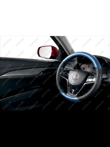 Оплётка на руль (37-39см GP 2203 кож/зам) Автопилот Opel Astra H универсал рестайлинг (2007-2015) (черный/синий)