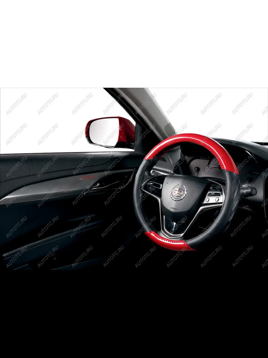 Оплётка на руль (37-39см GP2204 кож/зам) Автопилот Seat Toledo Mk1 седан (1991-1999) (черный/красный)  с доставкой в г. Пермь