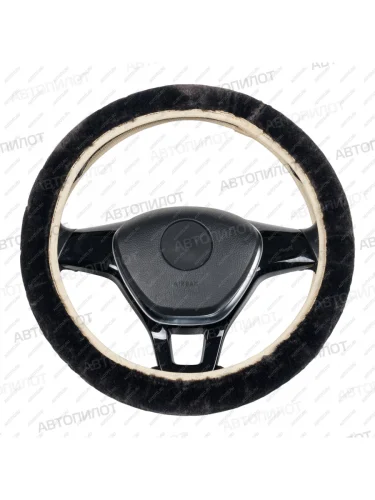 Оплётка на руль (37-40 см искусственный мех короткий ворс) Автопилот Opel Astra H универсал рестайлинг (2007-2015) (серый)